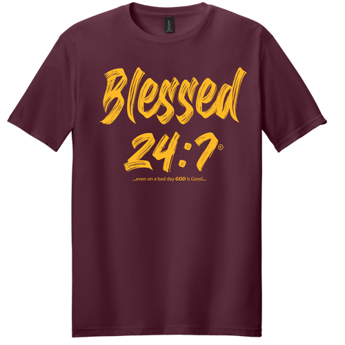 ON SALE 🔥 Blessed 24:7® Burgundy & Gold Commanders T-shirt FREE SHIPPING