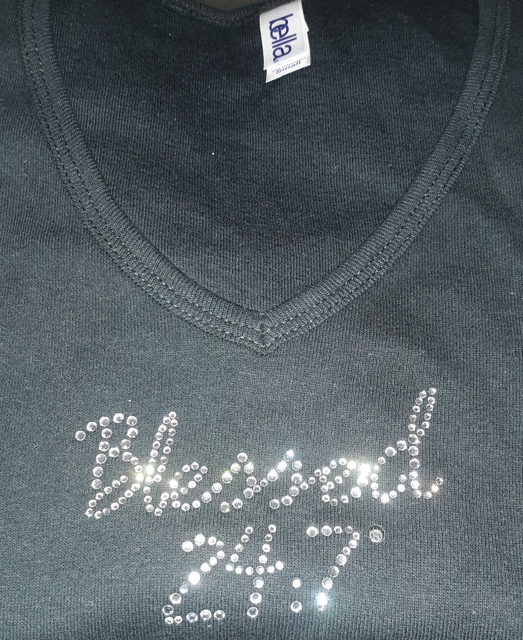 CLOSEOUT BLING Blessed 24:7 Rhinestone Ladies Tees FREE SHIPPING